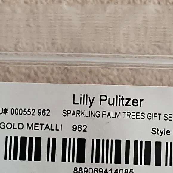 Lilly Pulitzer Sparkling Palm Trees Gift Set Necklace & Earrings Gold Tone - Picture 7 of 8